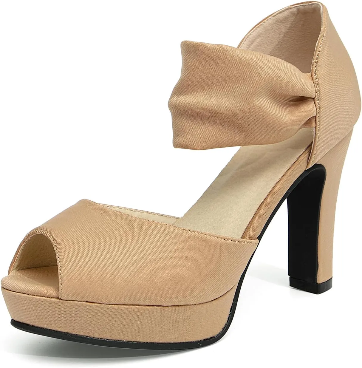 GATUXUS Women's Chunky High Heels Sandals Open Toe Platform Ankle Strappy Sandals Dress Shoes