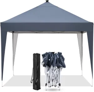 GDY 10ft Instant Lighted Canopy Patio Pop up Gazebo Canopy Tent with Carry Bag and Remote Control, Solar Power and Batteries,Grey.