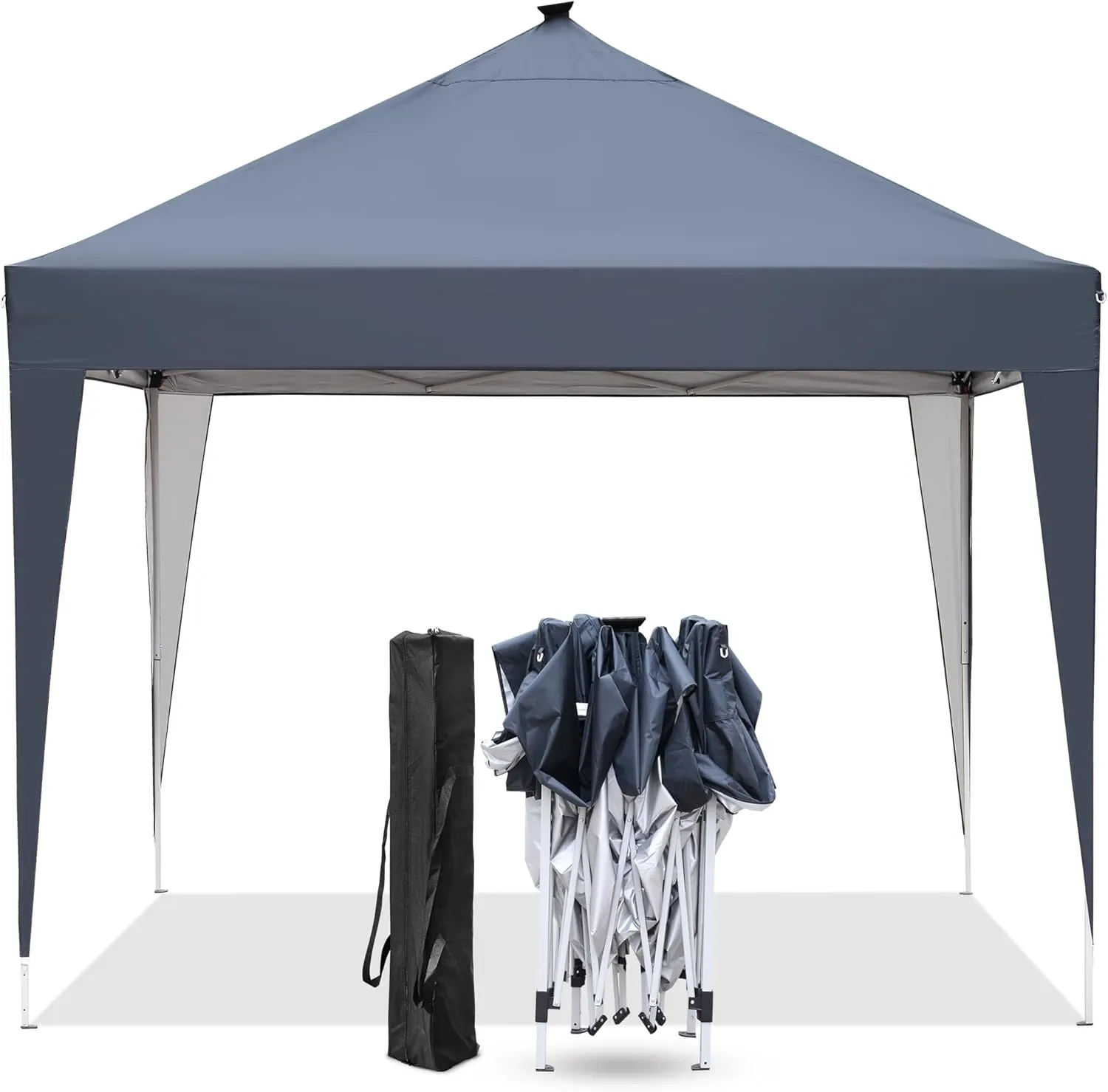 GDY 10ft Instant Lighted Canopy Patio Pop up Gazebo Canopy Tent with Carry Bag and Remote Control, Solar Power and Batteries,Grey.