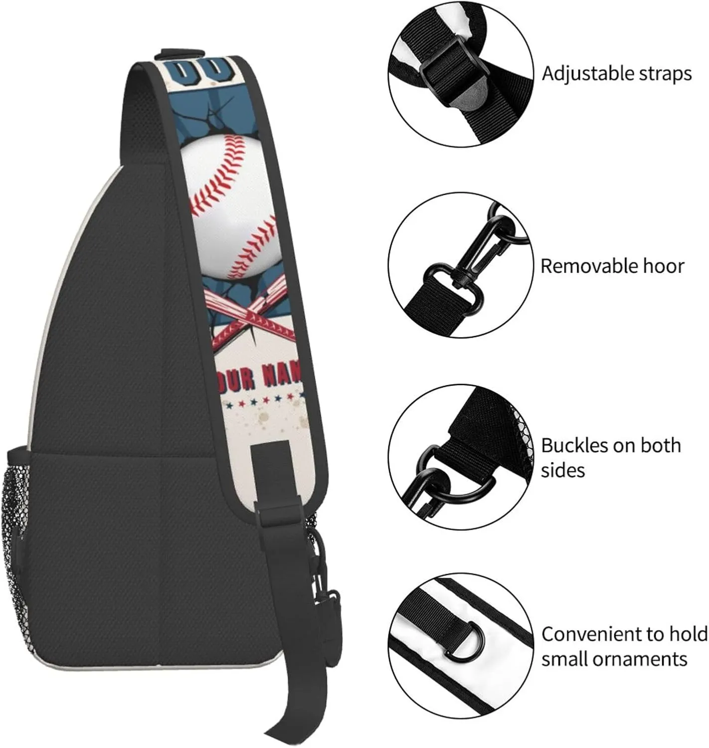 Generic Baseball Print Sling Bag Baseball Print Baseball Print Crossbody Bag Chest Bag Gym Cycling Travel Hiking Daypack For Men Women