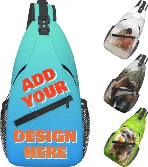 Generic Custom Sling Bag, Personalized Crossbody Bags for Men Women, Customize Image Logo Text Sling Shoulder Backpack, Chest Bag for Travel Hiking Daypack for Sports Outdoor, Style-1