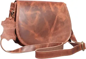 Genuine Leather Crossbody Messenger Bag For Women – Handmade Shoulder Satchel with Adjustable Strap & Multiple Pockets | Vintage Shoulder Satchel with Front Pockets & Brass Hardware.