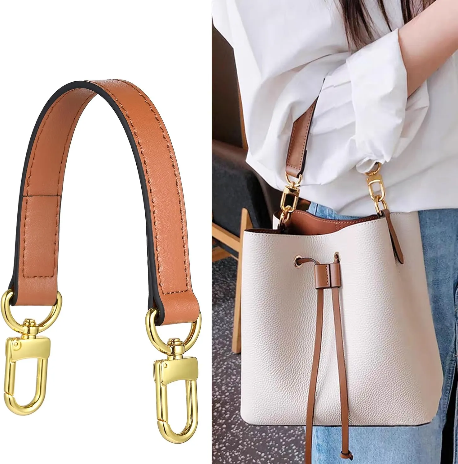 Genuine leather purse Handle compatible with Neonoe for Metis Noe BB NM Beaubourg Hobo