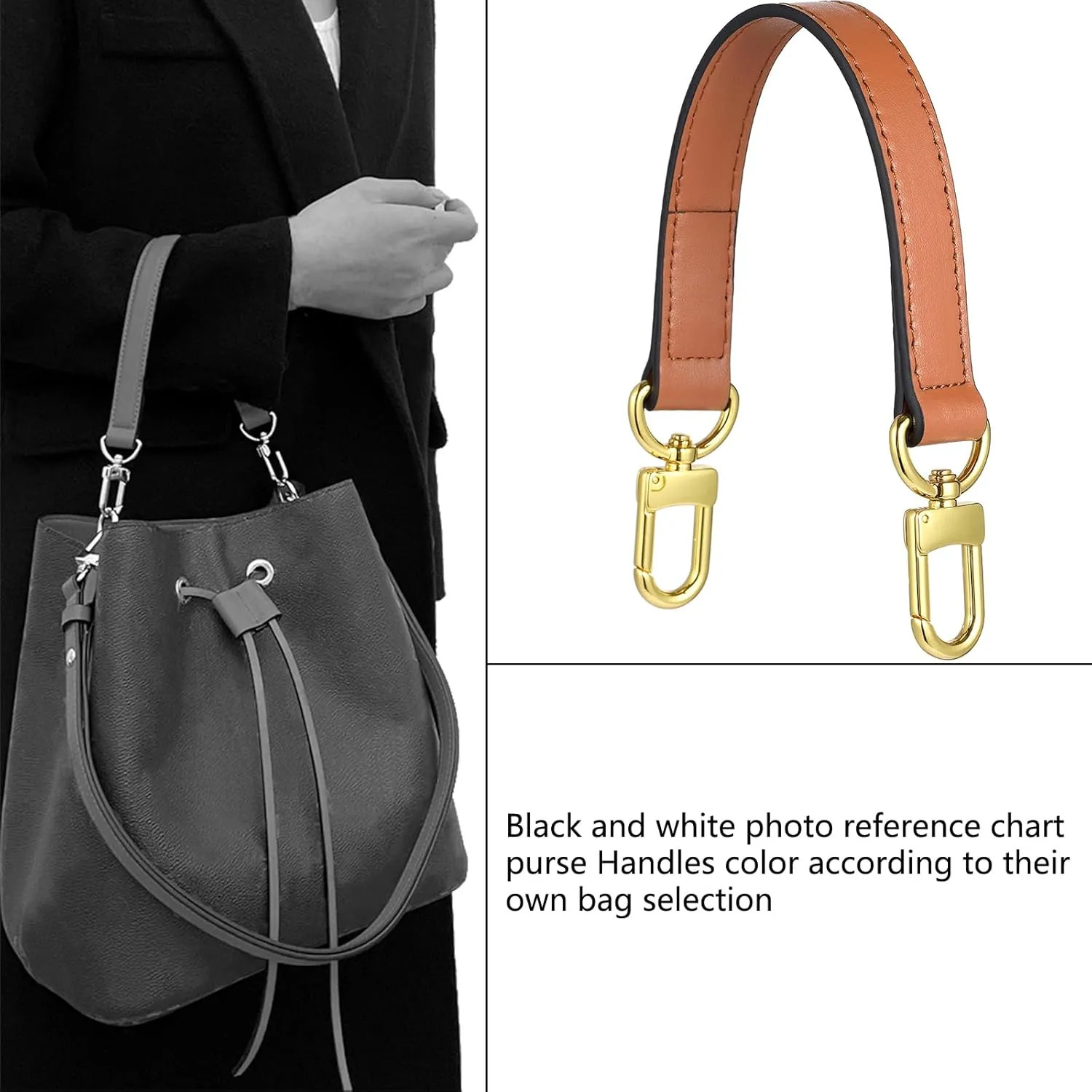 Genuine leather purse Handle compatible with Neonoe for Metis Noe BB NM Beaubourg Hobo