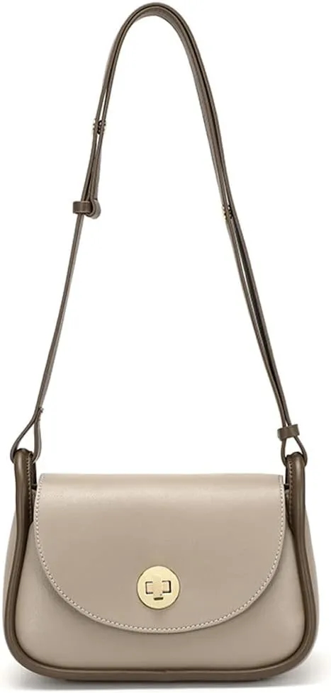 Genuine Leather Shoulder Bag for Women Retro Crossbody Bag Adjustable Shoulder Strap Handbag Commuter Satchel Purse
