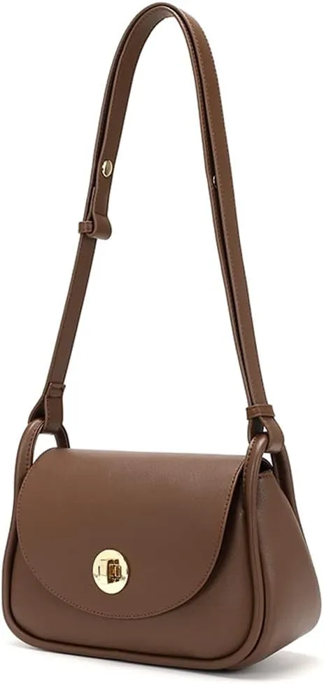 Genuine Leather Shoulder Bag for Women Retro Crossbody Bag Adjustable Shoulder Strap Handbag Commuter Satchel Purse