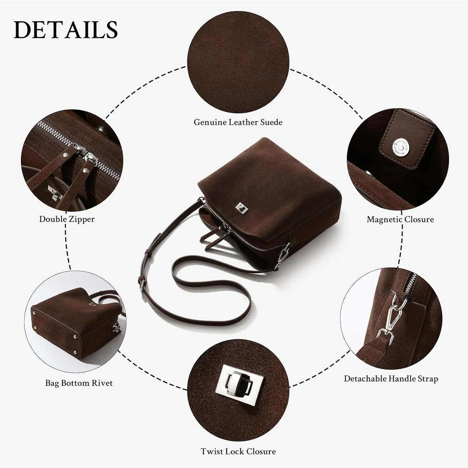 Genuine Leather Suede Bags for Women, Vintage Suede Handbag Purse Suede Hobo Bag Slouchy Bag