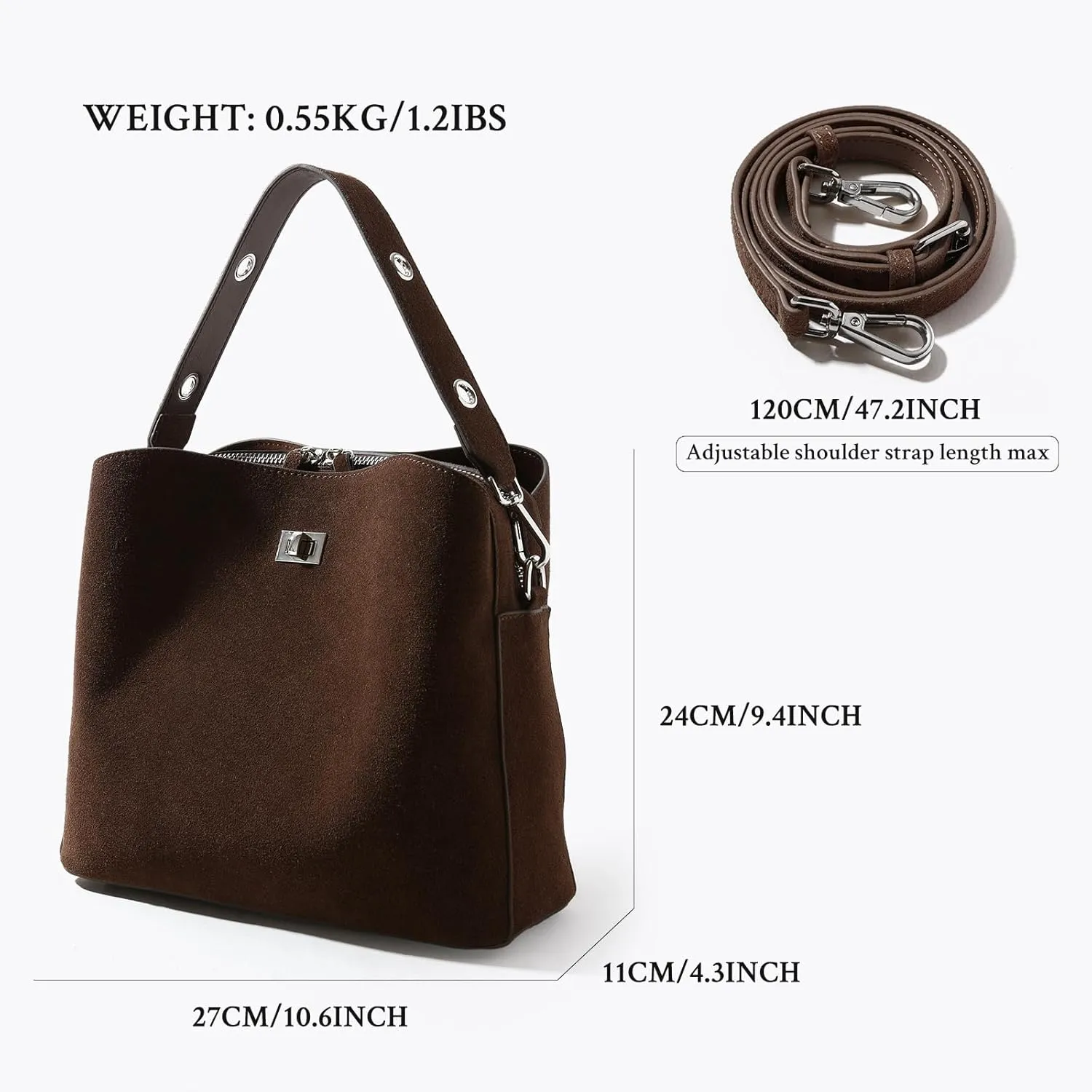 Genuine Leather Suede Bags for Women, Vintage Suede Handbag Purse Suede Hobo Bag Slouchy Bag