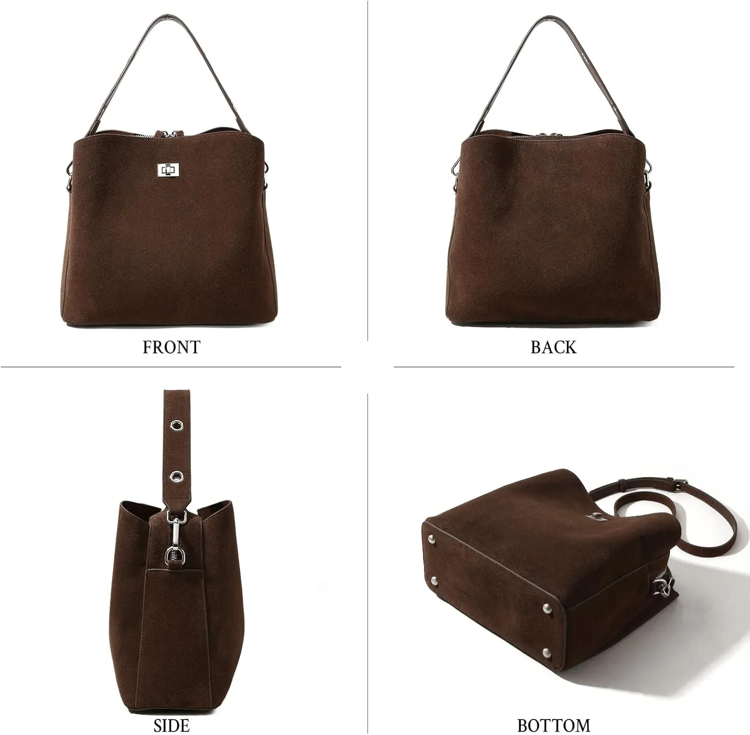 Genuine Leather Suede Bags for Women, Vintage Suede Handbag Purse Suede Hobo Bag Slouchy Bag