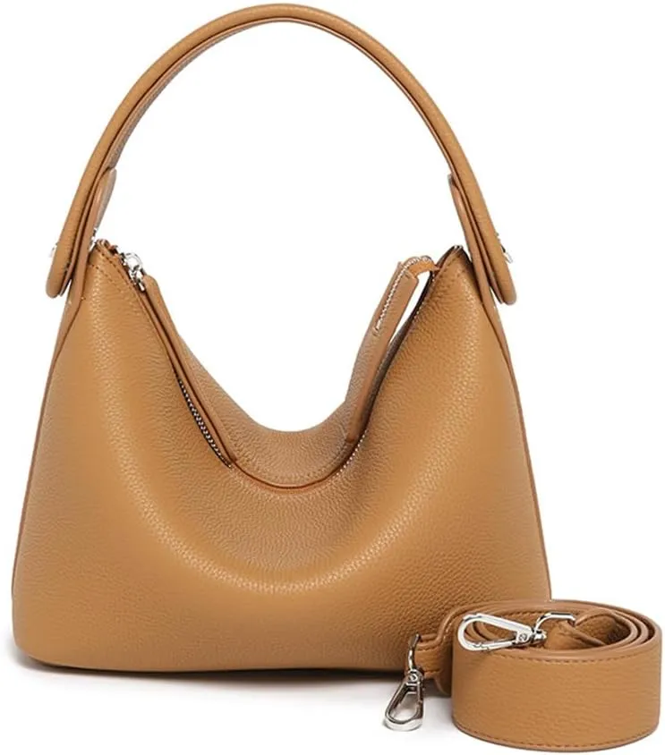 Genuine Leather Top Handle Crossbody Bag for Women - Stylish Casual Handbag, Satchel Tote, and Shoulder Purse (Black)