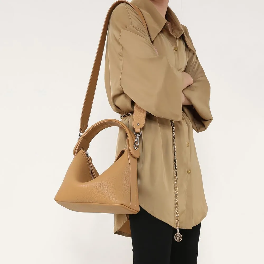 Genuine Leather Top Handle Crossbody Bag for Women - Stylish Casual Handbag, Satchel Tote, and Shoulder Purse (Black)