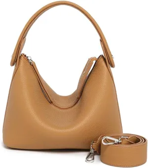 Genuine Leather Top Handle Crossbody Bag for Women - Stylish Casual Handbag, Satchel Tote, and Shoulder Purse (Black)