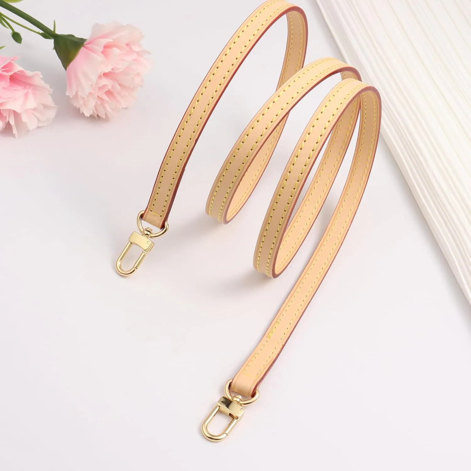 Genuine Vachetta Leather Crossbody Strap Genuine Leather Adjustable Replacement Strap for Shoulder Bag Handbag Purse