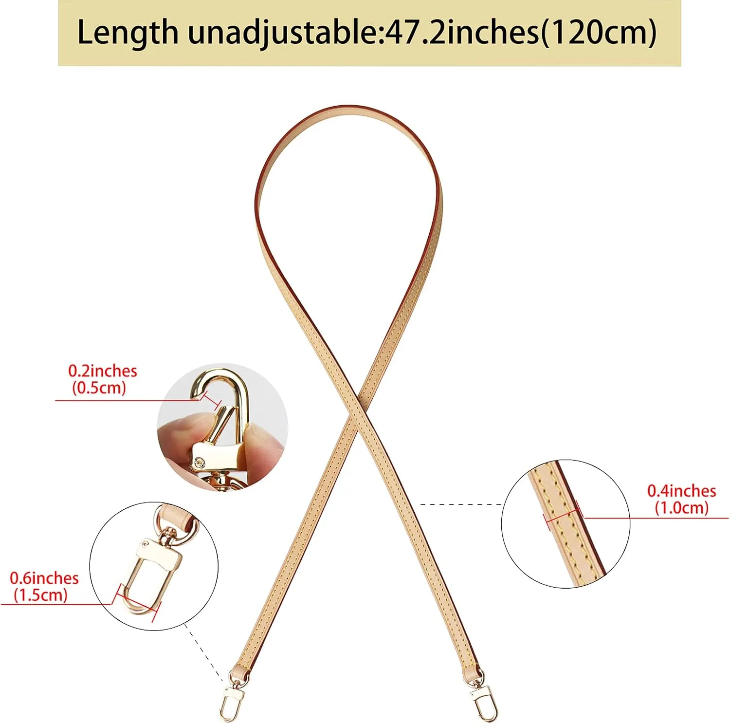 Genuine Vachetta Leather Crossbody Strap Genuine Leather Adjustable Replacement Strap for Shoulder Bag Handbag Purse