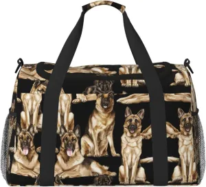 German shepherd dog print Large Canvas Travel Duffel Bag Weekender Bags for Women Overnight Bag Carry On Tote Bag