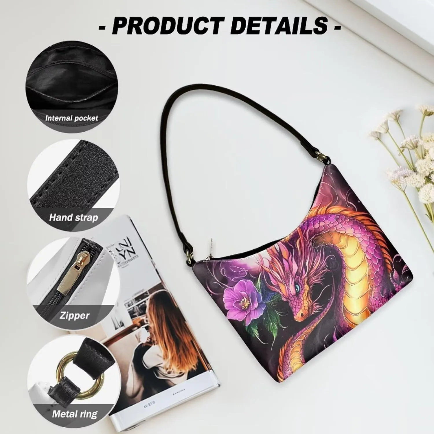 GIFTPUZZ PU Women's Underarm Bag Trendy Women Shouder Handbags with Hand Strap for Party Travel Work and Vacation