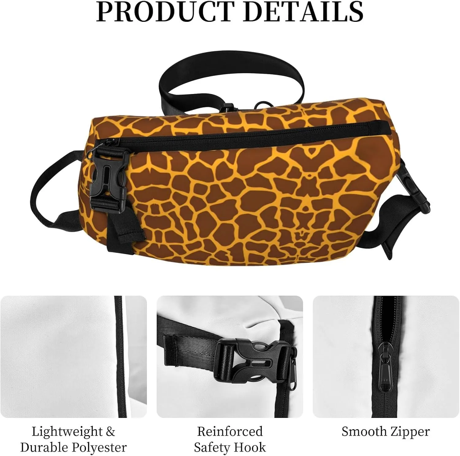 Giraffe Print Print Crossbody Backpack Casual Sling Bag Travel Lightweight, Adjustable Cross Bag