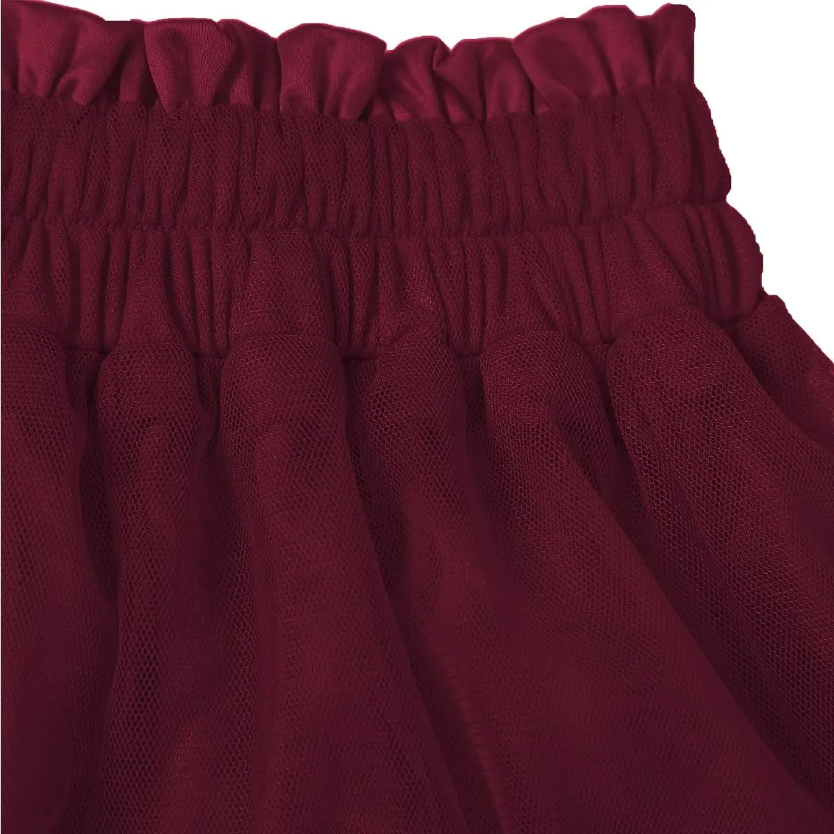 Girstunm Women's Elastic Waist Dancing Dress Princess Mesh Tulle Above Knee Skirts