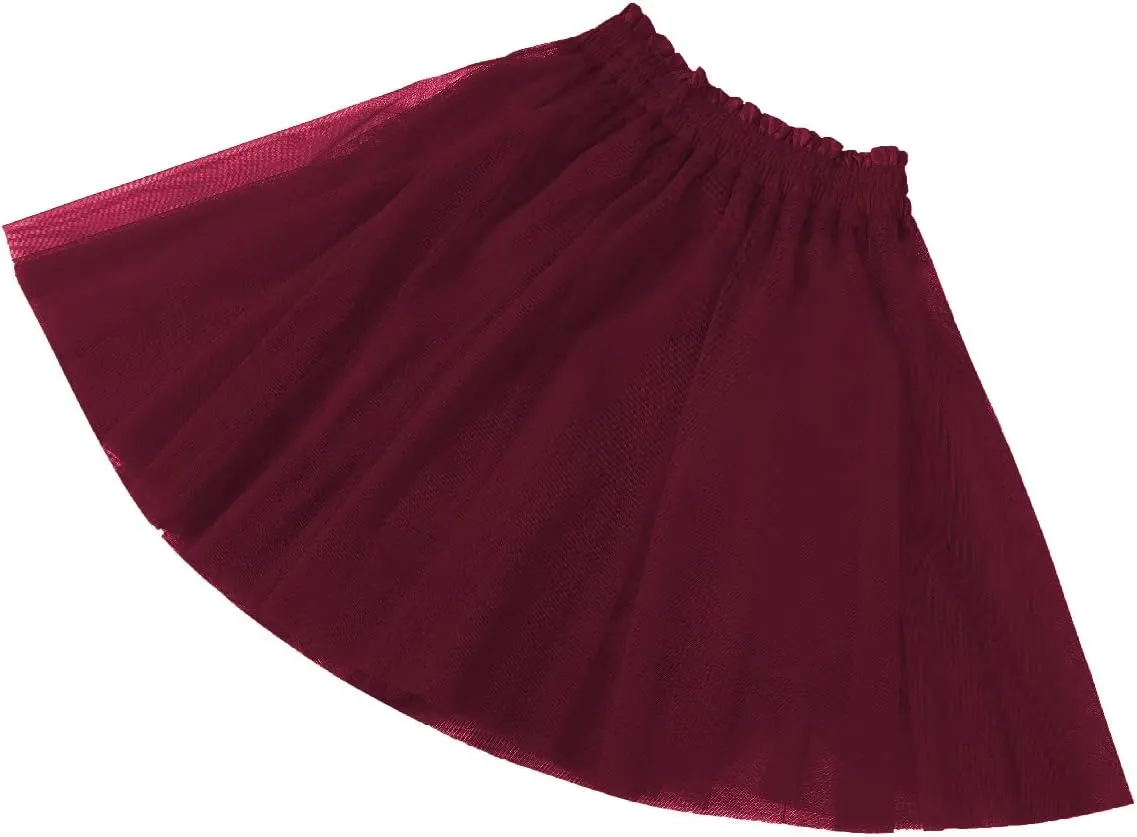 Girstunm Women's Elastic Waist Dancing Dress Princess Mesh Tulle Above Knee Skirts