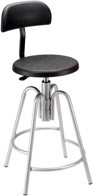 Global Industrial Polyurethane Shop Stool with Backrest Black