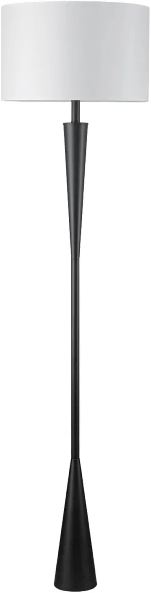 GLOBE Novogratz x Electric 67224 70" Floor Lamp, Matte Black Finish, White Fabric Shade, Modern Tapered Frame, E26 Base, Contemporary Living Room and Bedroom Lighting