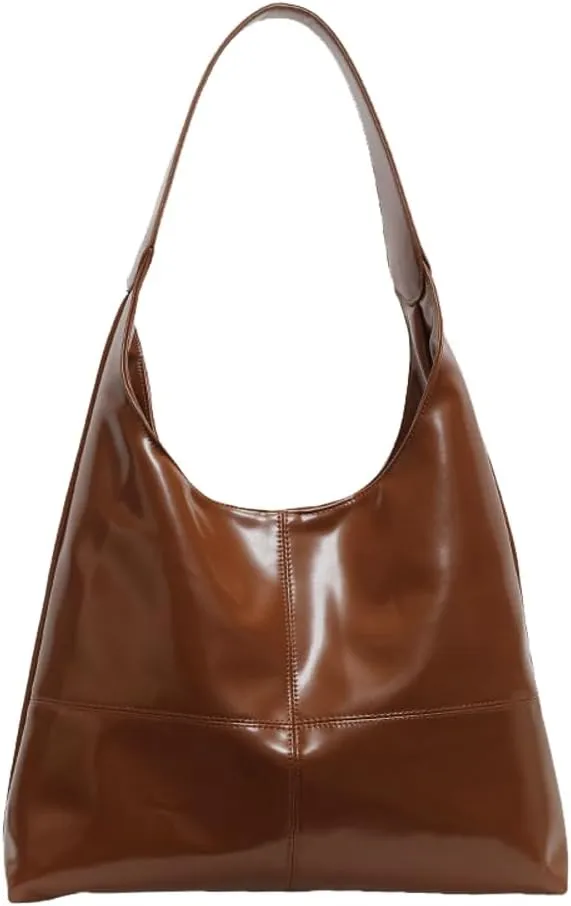 Glossy Tote Bag for Women Vintage Hobo Bags for Women Slouchy Office Tote Top Handle Handbag Purse Large Shoulder Bag