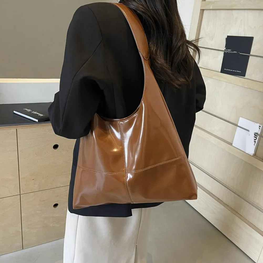 Glossy Tote Bag for Women Vintage Hobo Bags for Women Slouchy Office Tote Top Handle Handbag Purse Large Shoulder Bag