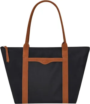 GM LIKKIE Nylon Tote Bags for Women, Shoulder Hobo Purse with genuine leather handle, Weekend Travel Handbag