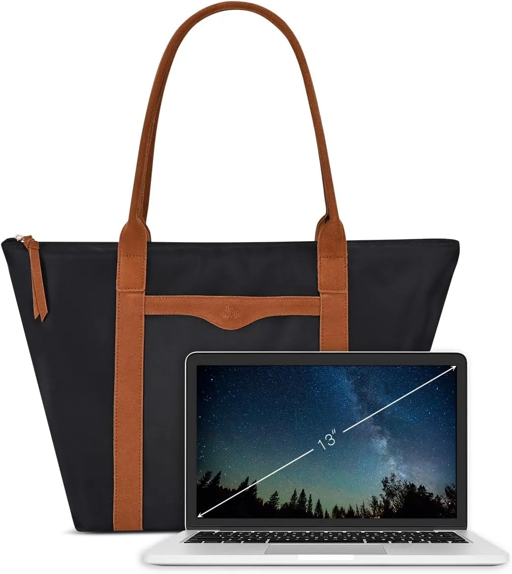 GM LIKKIE Nylon Tote Bags for Women, Shoulder Hobo Purse with genuine leather handle, Weekend Travel Handbag