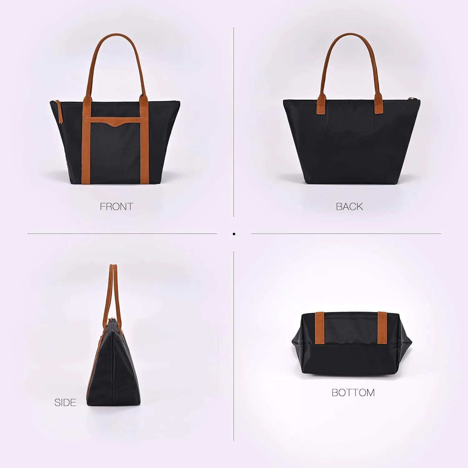 GM LIKKIE Nylon Tote Bags for Women, Shoulder Hobo Purse with genuine leather handle, Weekend Travel Handbag
