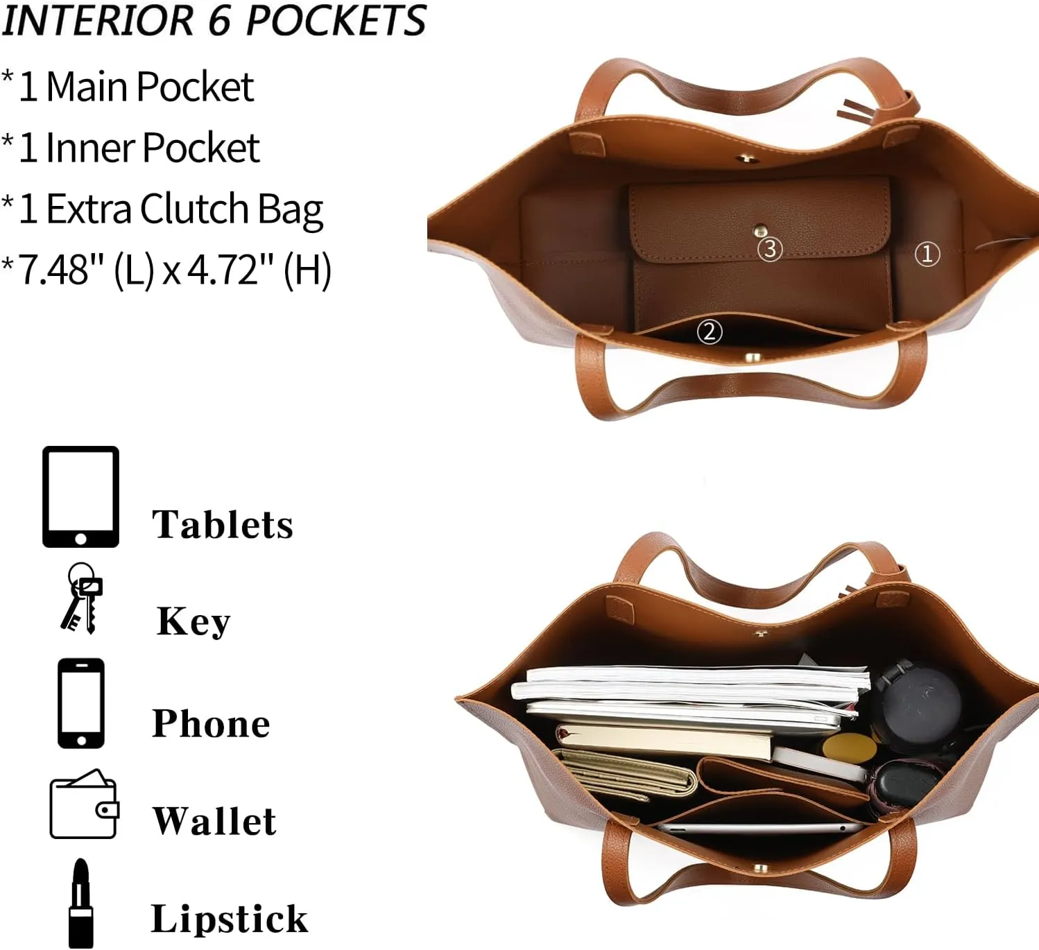 GOIACII Women's Tote Bag Large Shoulder Purse Ladies Top Handle Handbags Vegan Leather Big Bags for Work Shopping Travel