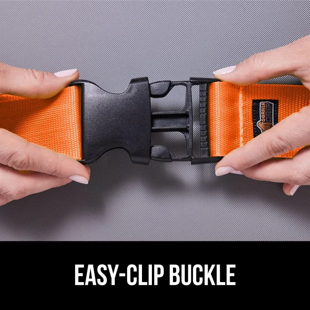 GORILLA GRIP Heavy Duty 4 Pack Adjustable Luggage Straps for Suitcases, Easy to Identify Travel Belt Connector Holds Suitcase Together, Extends Life of Bag, Strap Connects Two Bags, Accessories Orange