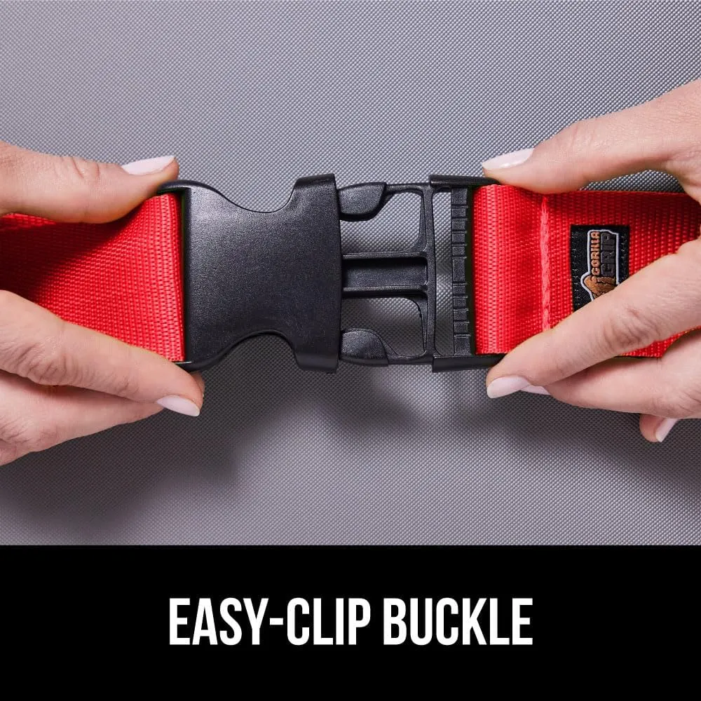 GORILLA GRIP Heavy Duty Adjustable Luggage Straps for Suitcases, Easy to Identify Travel Belt Connector Holds Suitcase Together, Extends Life of Bag, Strap Connects Two Bags, Accessories 2 Pack Red