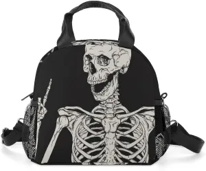 Gothic Skeleton Frame Adjustable Shoulder Strap Insulated And Leak Proof Premium Lunch Bag Unisex