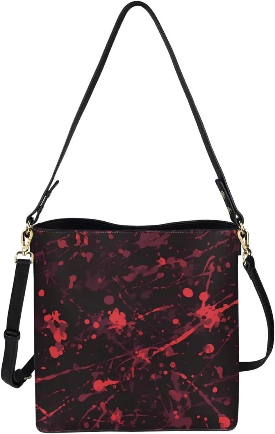 Gothic Style Bucket Bags Purses for Women with Adjustable Strap, PU Leather Tote Handbags Large Top Handle Satchel