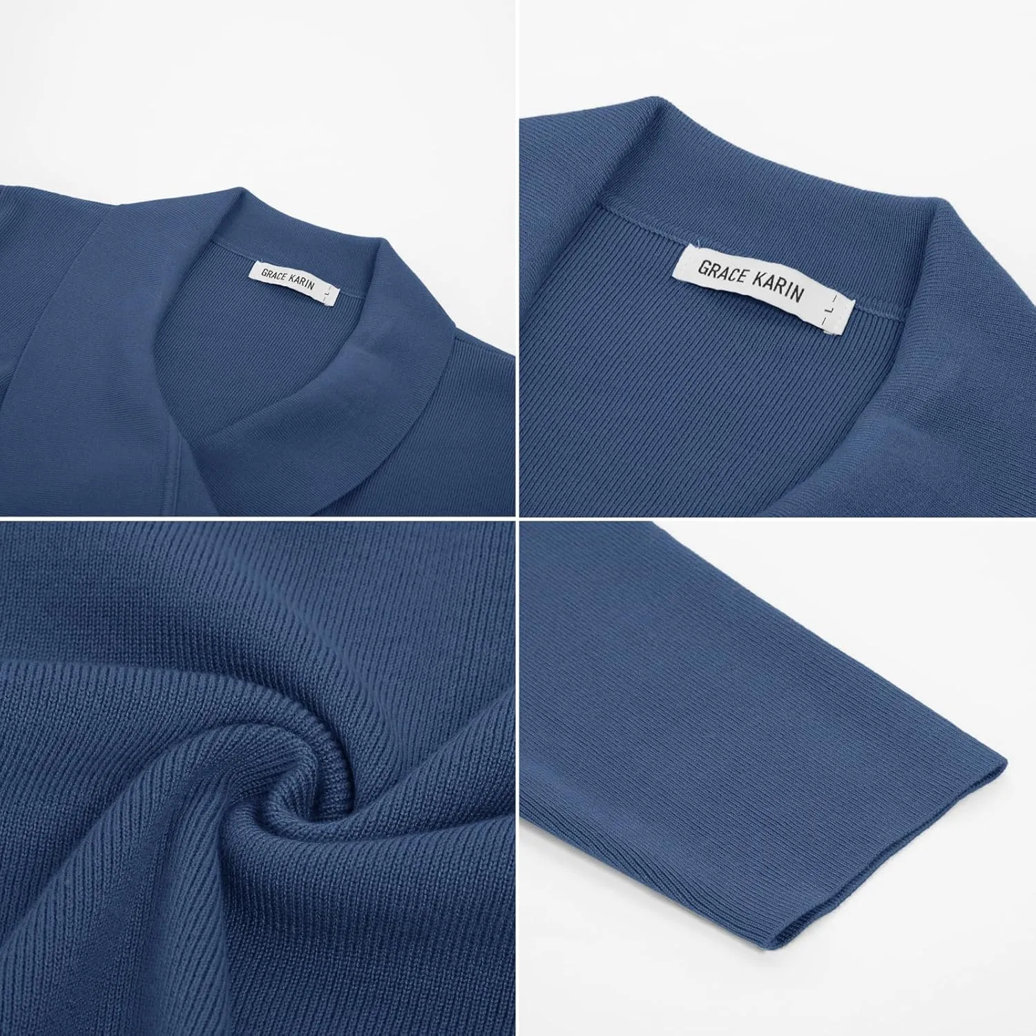 GRACE KARIN Cardigan for Women Lapel Draped Open Front Thin Sweater Long Sleeve Irregular Hem Outwear with Belt