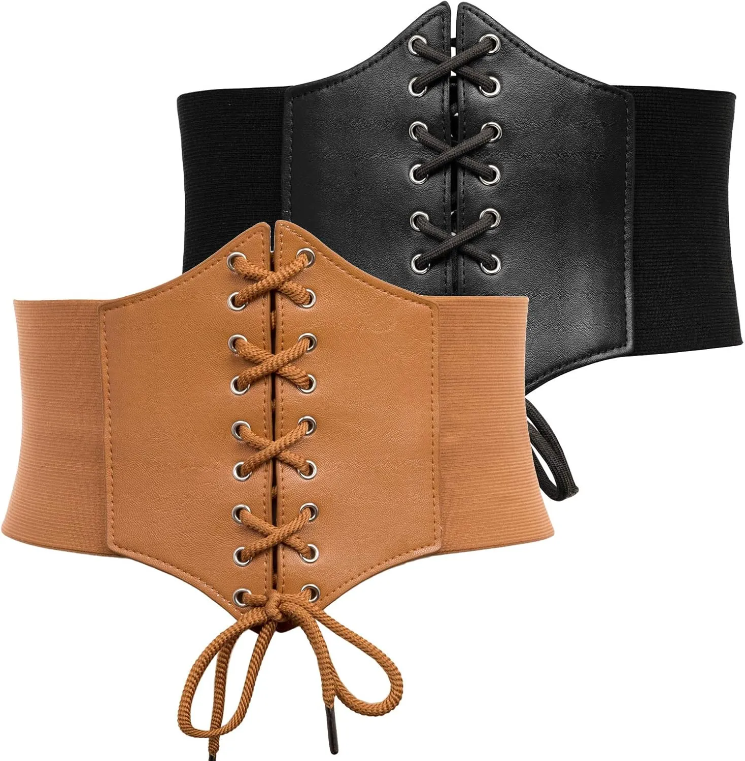 GRACE KARIN Lace-up Cinch Belt Tied Corset Elastic Waist Belt 2 Piece