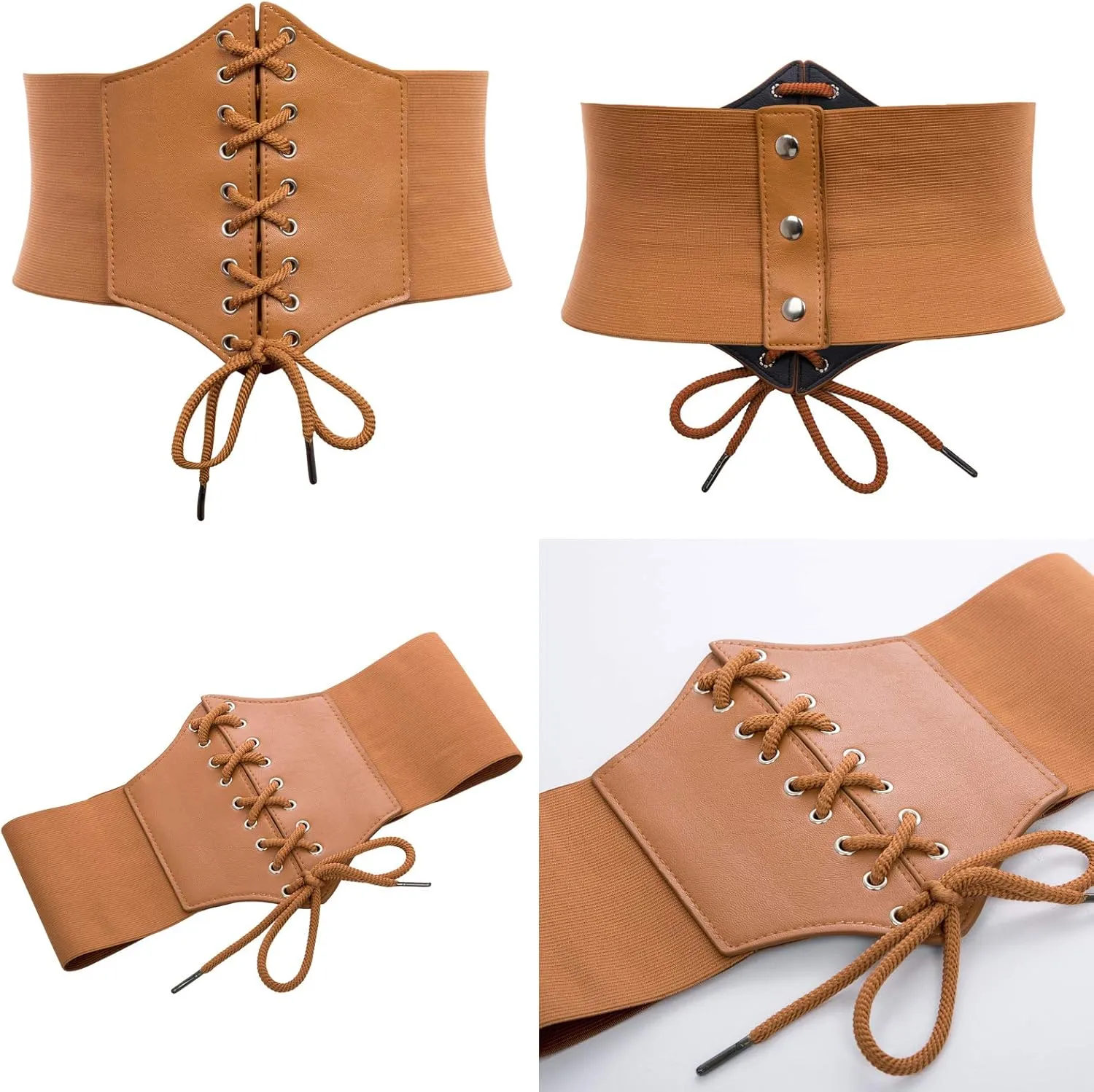 GRACE KARIN Lace-up Cinch Belt Tied Corset Elastic Waist Belt 2 Piece