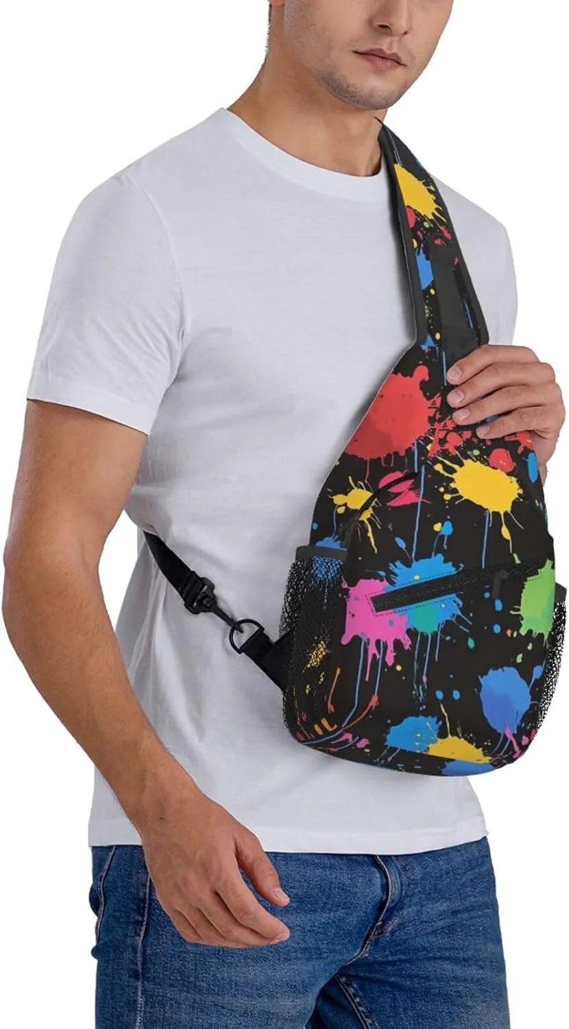 Graffiti Print Sling Bag Crossbody Shoulder Backpack Chest Bags Gym Travel Hiking Casual Daypack