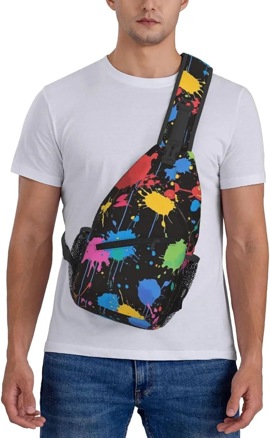 Graffiti Print Sling Bag Crossbody Shoulder Backpack Chest Bags Gym Travel Hiking Casual Daypack