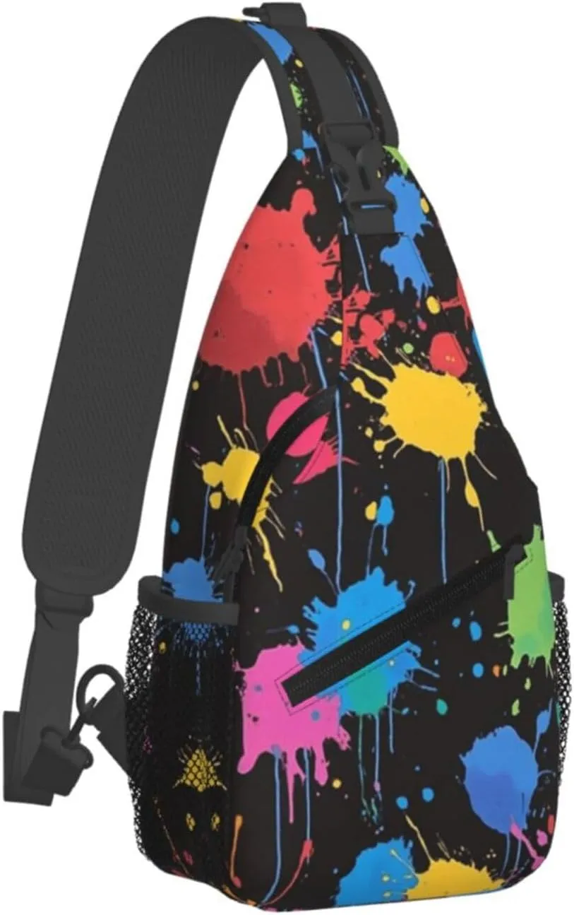 Graffiti Print Sling Bag Crossbody Shoulder Backpack Chest Bags Gym Travel Hiking Casual Daypack