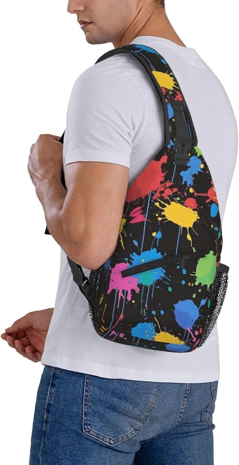 Graffiti Print Sling Bag Crossbody Shoulder Backpack Chest Bags Gym Travel Hiking Casual Daypack