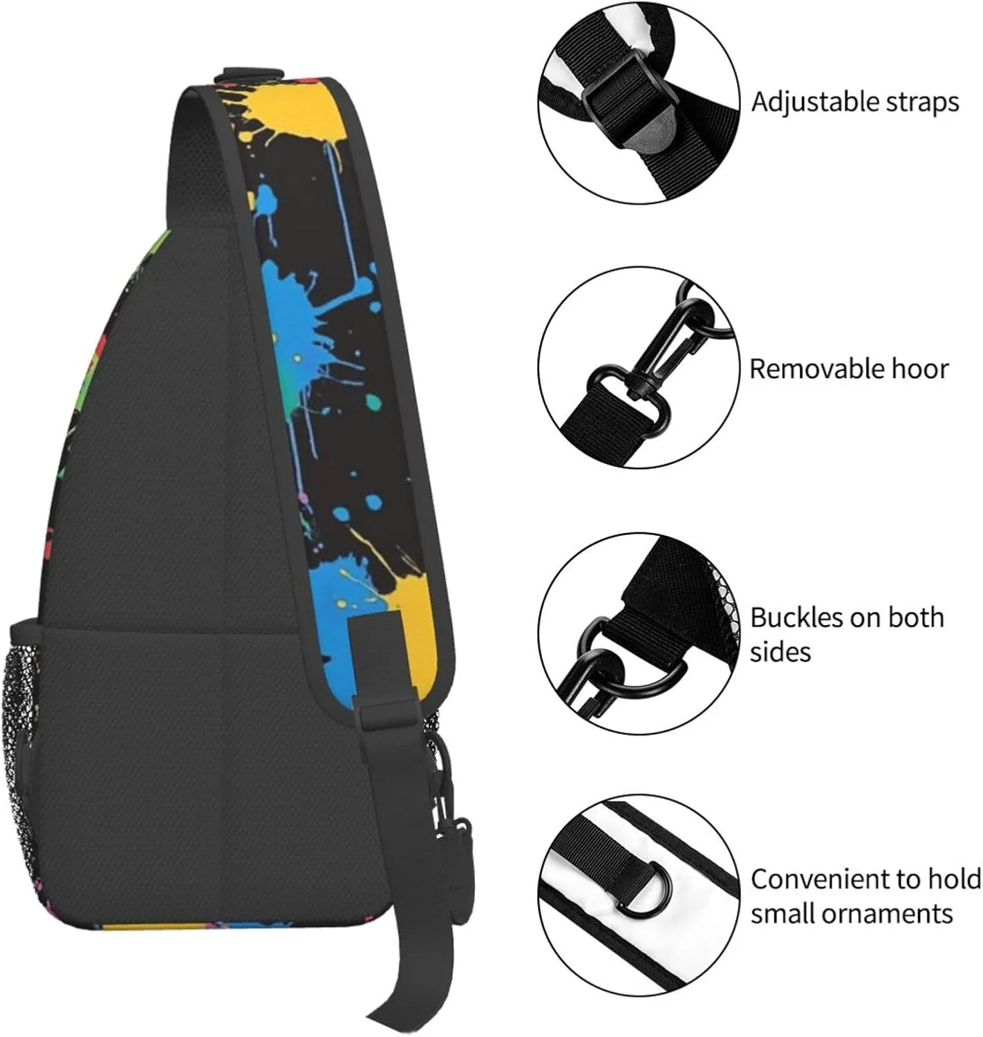 Graffiti Print Sling Bag Crossbody Shoulder Backpack Chest Bags Gym Travel Hiking Casual Daypack