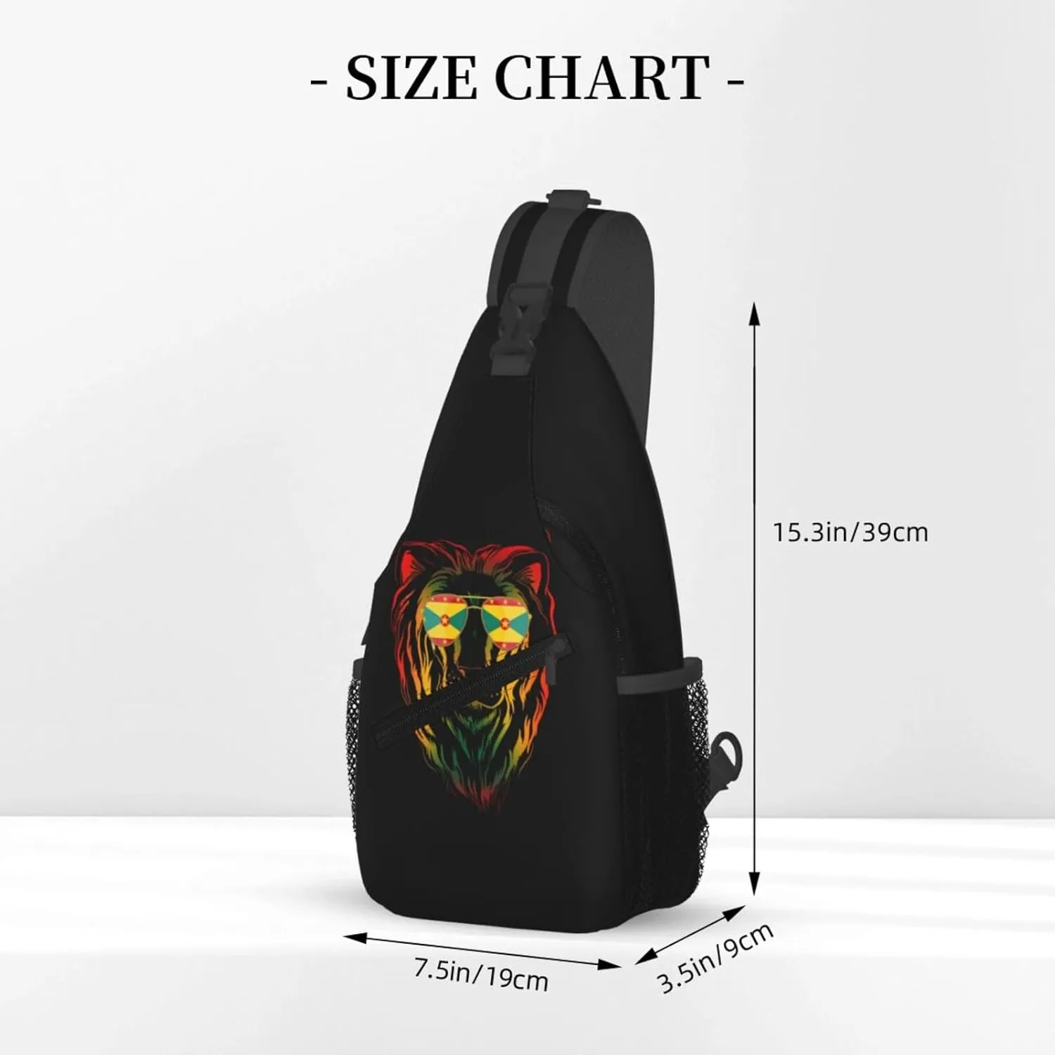 Grenada Flag Cool Lion Crossbody Bag Cross Chest Bag Adjustable Sling Backpack Sports Gym Shoulder Bags Travel Cycling Daypack Diagonally Casual Rucksack