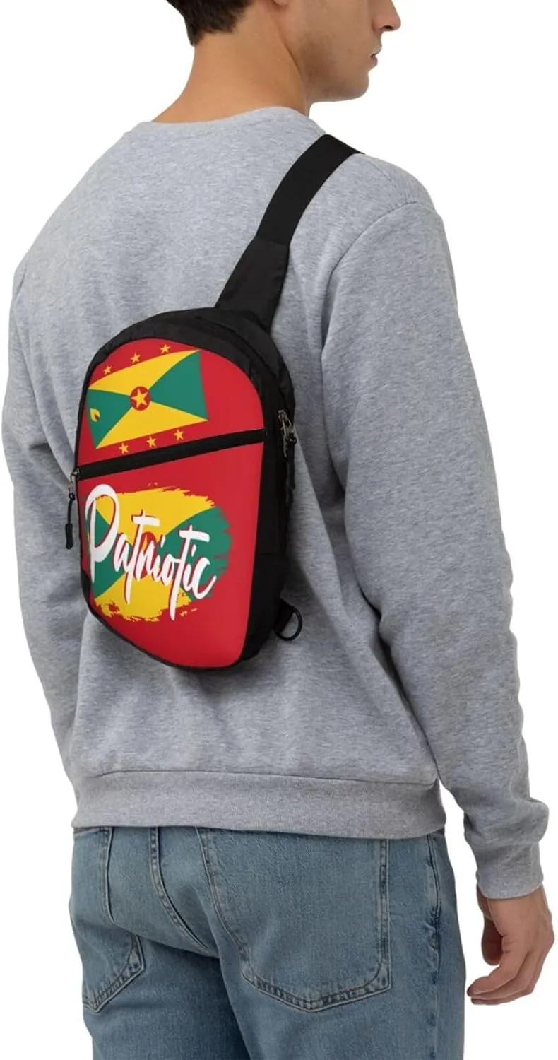 Grenada Flag Packable Crossbody Bag Portable Sling Bags Foldable Travel Daypack Reusable Sports Shoulder Backpack Diagonally Chest Bag for Workout