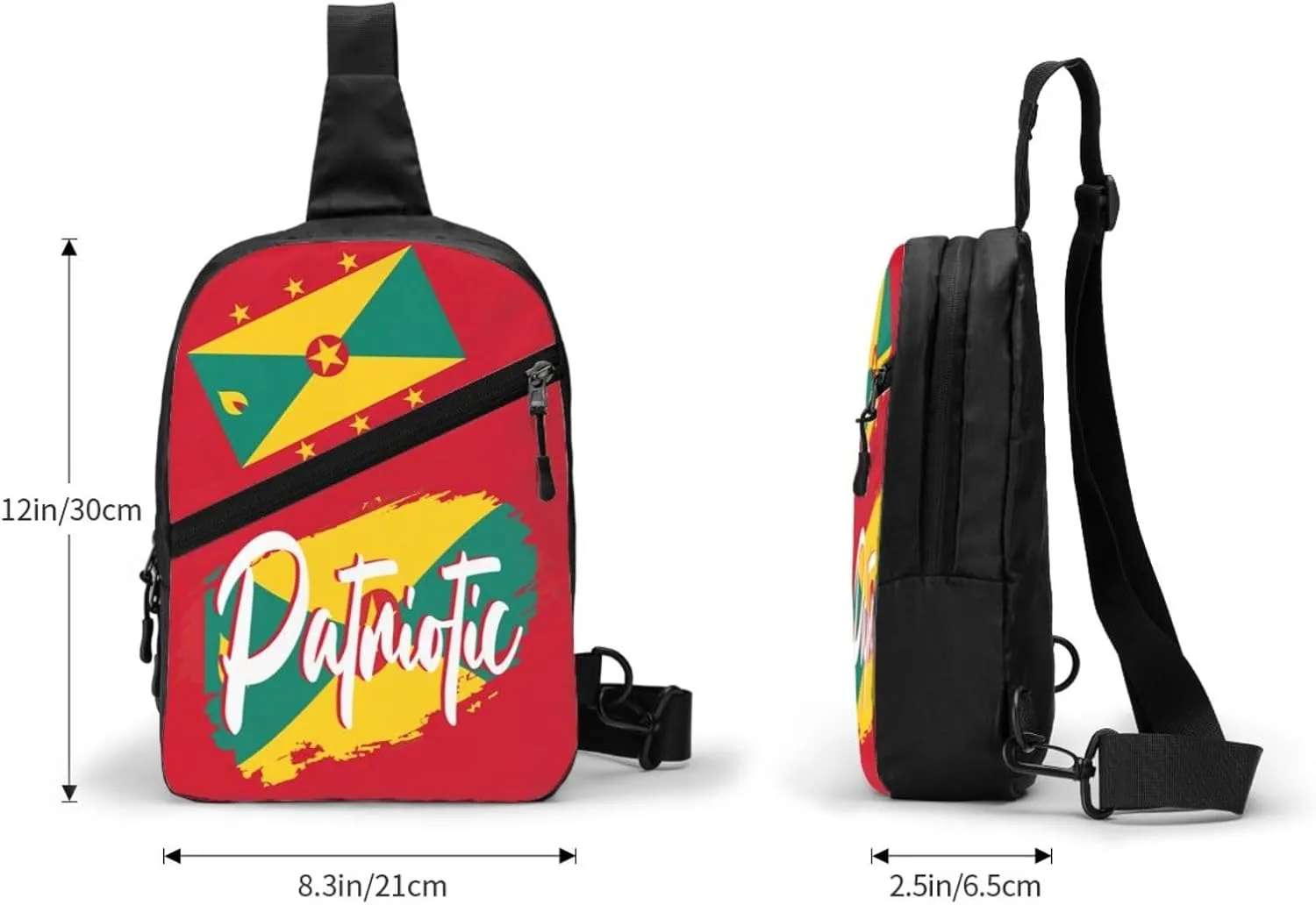 Grenada Flag Packable Crossbody Bag Portable Sling Bags Foldable Travel Daypack Reusable Sports Shoulder Backpack Diagonally Chest Bag for Workout