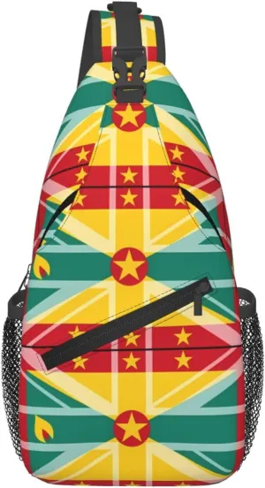Grenada UK Flag Crossbody Bag Cross Chest Bag Adjustable Sling Backpack Sports Gym Shoulder Bags Travel Cycling Daypack Diagonally Casual Rucksack