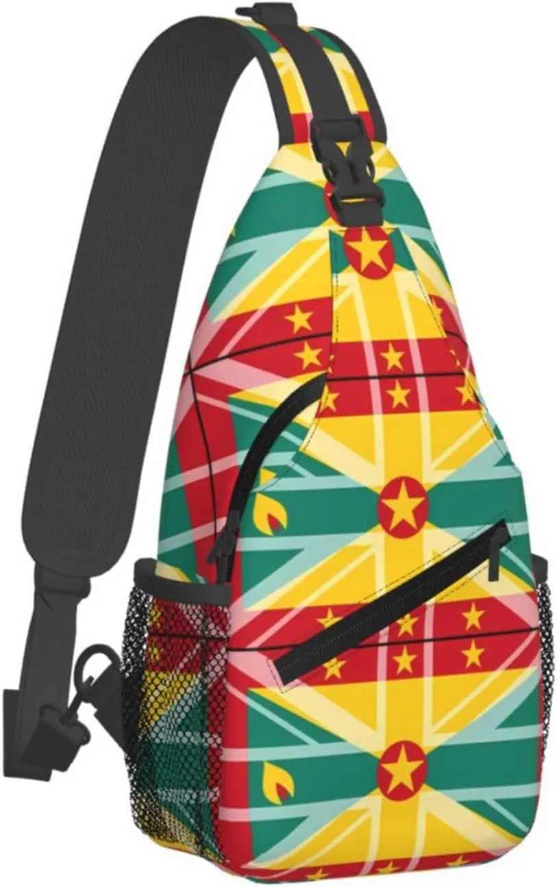 Grenada UK Flag Crossbody Bag Cross Chest Bag Adjustable Sling Backpack Sports Gym Shoulder Bags Travel Cycling Daypack Diagonally Casual Rucksack