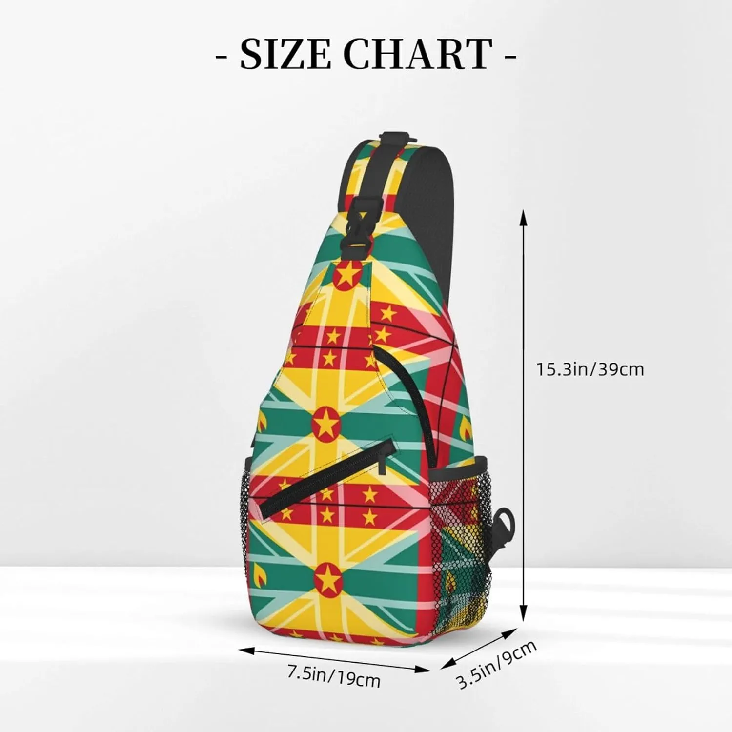 Grenada UK Flag Crossbody Bag Cross Chest Bag Adjustable Sling Backpack Sports Gym Shoulder Bags Travel Cycling Daypack Diagonally Casual Rucksack