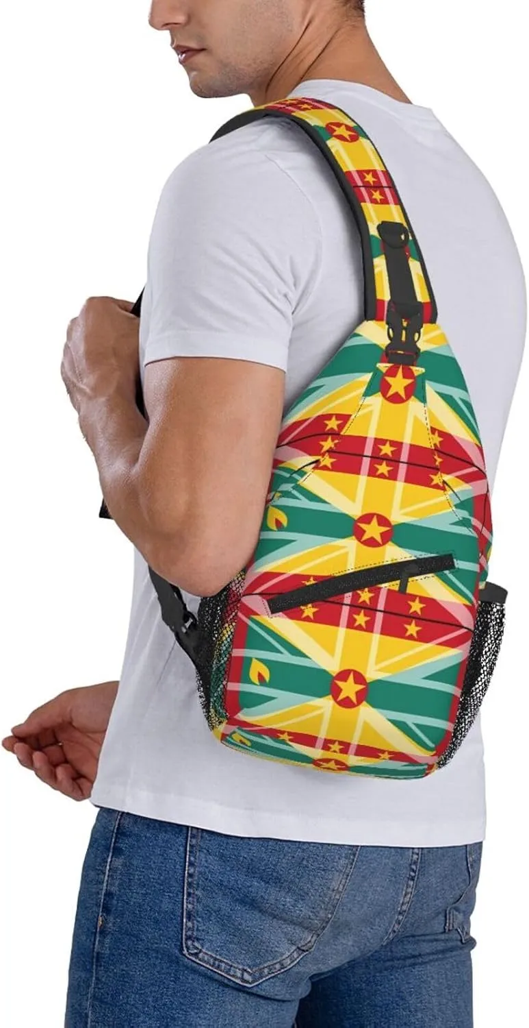 Grenada UK Flag Crossbody Bag Cross Chest Bag Adjustable Sling Backpack Sports Gym Shoulder Bags Travel Cycling Daypack Diagonally Casual Rucksack